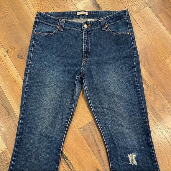 Levi’s 525 Bootcut Blue Distressed Denim Jeans Size 16 - Picture 8 of 10